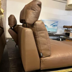 Intertime 2-Sitzer-Sofas|Sofa Smart Bezug Leder Rancho Tobacco Braun Flachstahlfuß Chrom Glanz Mit Schwenkbaren Armteilen