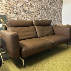 Intertime 2-Sitzer-Sofas|Sofa Smart Bezug Leder Rancho Tobacco Braun Flachstahlfuß Chrom Glanz Mit Schwenkbaren Armteilen