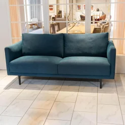 freistil Rolf Benz 2-Sitzer-Sofas|Sofa Sob 133/202 Stoff 4097 Grünblau Stahlfuß Massiv Schwarz