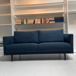 freistil Rolf Benz 2-Sitzer-Sofas|Sofa Sob 133/202 Stoff 4097 Grünblau Stahlfuß Massiv Schwarz