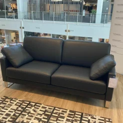 Rolf Benz 2-Sitzer-Sofas|Sofa SOB-G Ego/SB 168 Leder 38.110 Verkehrsschwarz Gestell Kufe Glanzchrom mit 2 Armlehnkissen