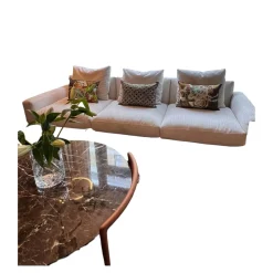 Flexform 3-Sitzer-Sofas|Sofa Softdream Stoff Crem Hellgrau Mix Inklusive Kissen