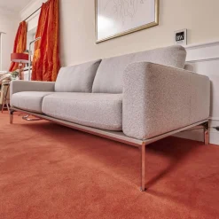 Bielefelder Werkstätten 2-Sitzer-Sofas|Sofa Spirit Bezug Mara 1763 181 Grau Chromfüße Und Holzsockel In Taupe mit 2 Kissen