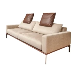 Bielefelder Werkstätten 2-Sitzer-Sofas|Sofa Spirit Stoff Emira BW 1732 272 Beige Gestell Metall Bronze Matt Inklusive Rückenverstellung