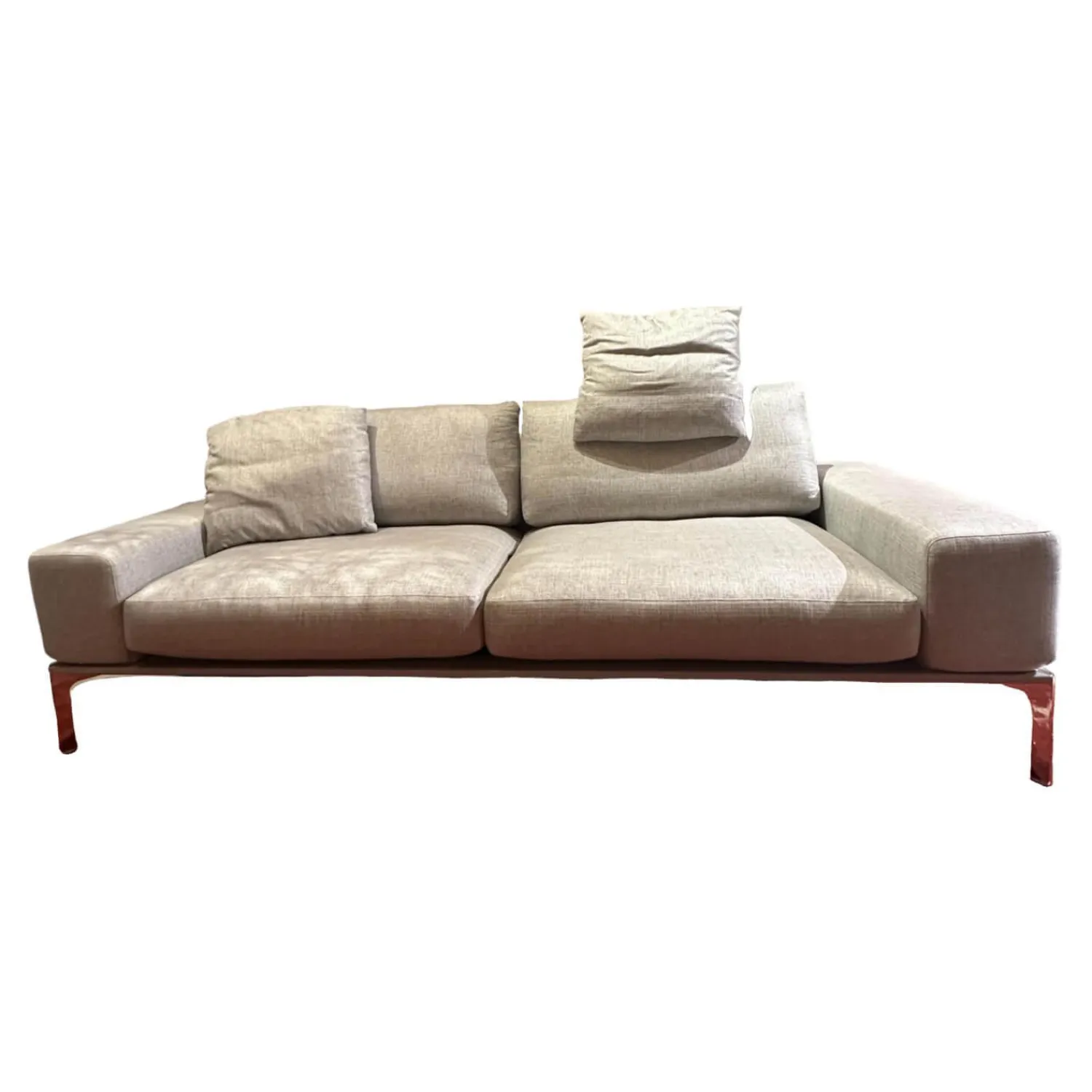 Bielefelder Werkstätten 2-Sitzer-Sofas|Sofa Spirit Stoff JAB Xantos 1 1362 093 Grau Gestell Platingrau Lackiert Metallfuß Chrom Mit Rückenverstellung Und Kissen