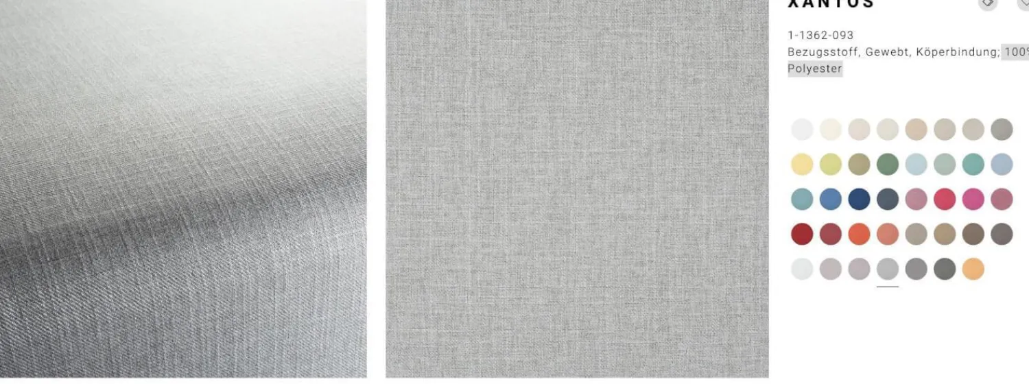 Bielefelder Werkstätten 2-Sitzer-Sofas|Sofa Spirit Stoff JAB Xantos 1 1362 093 Grau Gestell Platingrau Lackiert Metallfuß Chrom Mit Rückenverstellung Und Kissen