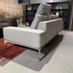 Bielefelder Werkstätten 2-Sitzer-Sofas|Sofa Spirit Stoff JAB Xantos 1 1362 093 Grau Gestell Platingrau Lackiert Metallfuß Chrom Mit Rückenverstellung Und Kissen