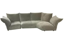 Edra Ecksofas|Sofa Standard Stoff T 8563 Grün Grau Gestell Mit Stoff Bezogen