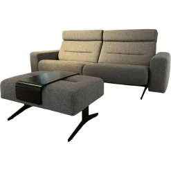 Stressless 2-Sitzer-Sofas|Sofa Stella Bezug Stoff Erica 596 Grey 12 Grau Gestell Metall Schwarz Inklusive Zwei Kopfstützen