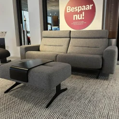 Stressless 2-Sitzer-Sofas|Sofa Stella Bezug Stoff Erica 596 Grey 12 Grau Gestell Metall Schwarz Inklusive Zwei Kopfstützen