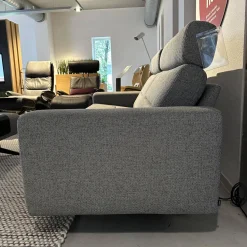 Stressless 2-Sitzer-Sofas|Sofa Stella Bezug Stoff Erica 596 Grey 12 Grau Gestell Metall Schwarz Inklusive Zwei Kopfstützen