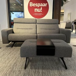 Stressless 2-Sitzer-Sofas|Sofa Stella Bezug Stoff Erica 596 Grey 12 Grau Gestell Metall Schwarz Inklusive Zwei Kopfstützen