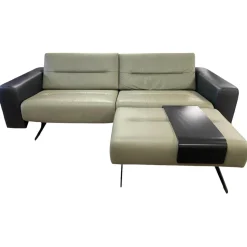 Stressless 2-Sitzer-Sofas|Sofa Stella M Mit Breiten Armlehnen Leder Paloma Shadow Green Dunkelgrün Und Black Schwarz Fuß Kufe Stahl Schwarz Mit Kopfstützen