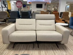 Stressless 2-Sitzer-Sofas|Sofa Stella 2-Sitzer Leder Paloma Fog Beige Armlehne S1 Breit Stahlkufe Schwarz Matt
