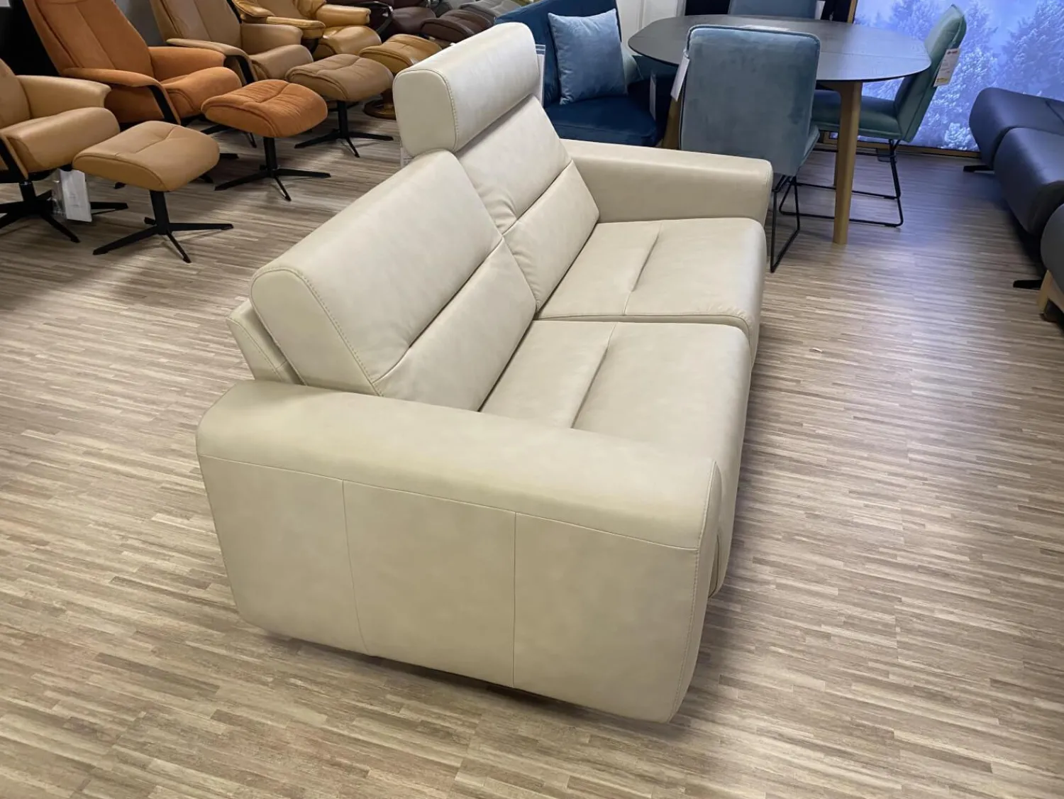 Stressless 2-Sitzer-Sofas|Sofa Stella 2-Sitzer Leder Paloma Fog Beige Armlehne S1 Breit Stahlkufe Schwarz Matt