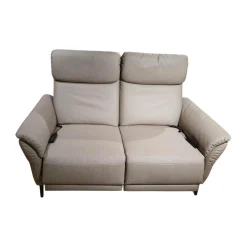 Mondo 2-Sitzer-Sofas|Sofa Sunatra Stoff Caballo Light Grey Grau Metallfuß Schwarz Matt Mit Motorischer Herz Waage Funktion