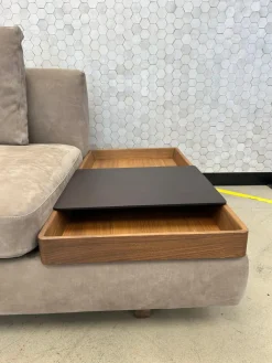 Walter Knoll Daybeds & Recamieren|2-Sitzer-Sofas|Sofa Tama Living 821 Leder Velvet 1484 Hazelnut Braun Gestell Nussbaum Mit Splint Geölt Mit Kissen Und Tablett