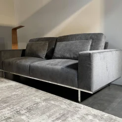 Brühl 2-Sitzer-Sofas|Sofa Und Hocker Airy Bezug Stoff 2813.95 Anthrazit Gestell Metall Chrom Glänzend
