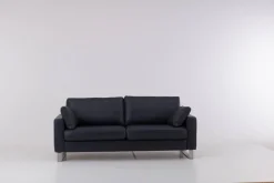 Werther 2-Sitzer-Sofas|Sofa Variation 108 Leder L7060C Dunkelblau Füße Edelstahlkufen Silber Inklusive Kopfteilkissen