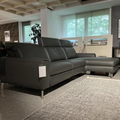 WK Wohnen Ecksofas|Sofa Venosa 660 Leder Montana Basalt Fuß 01 Brushed mit Relaxfunktionen