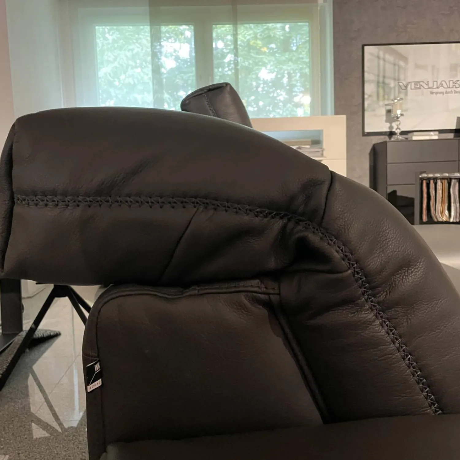 WK Wohnen Ecksofas|Sofa Venosa 660 Leder Montana Basalt Fuß 01 Brushed mit Relaxfunktionen