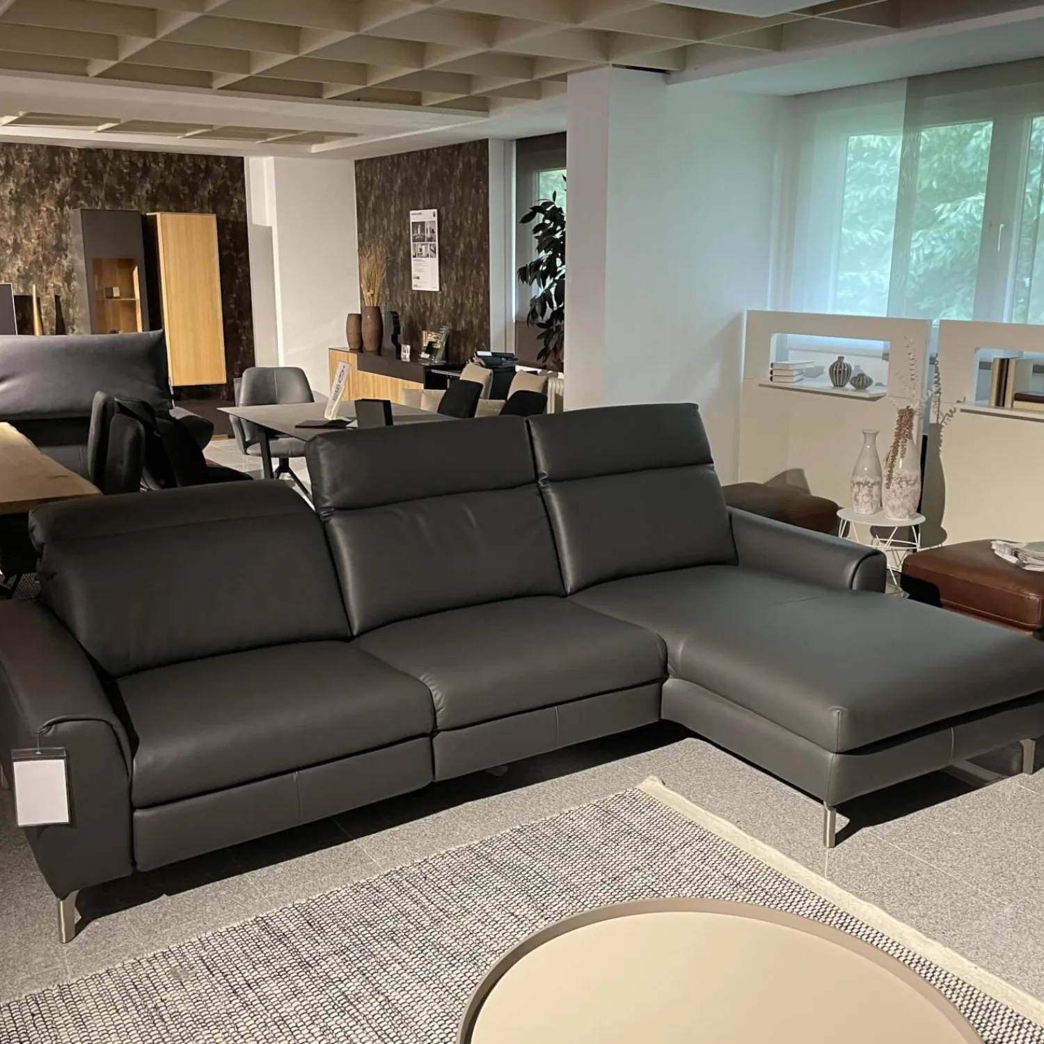 WK Wohnen Ecksofas|Sofa Venosa 660 Leder Montana Basalt Fuß 01 Brushed mit Relaxfunktionen