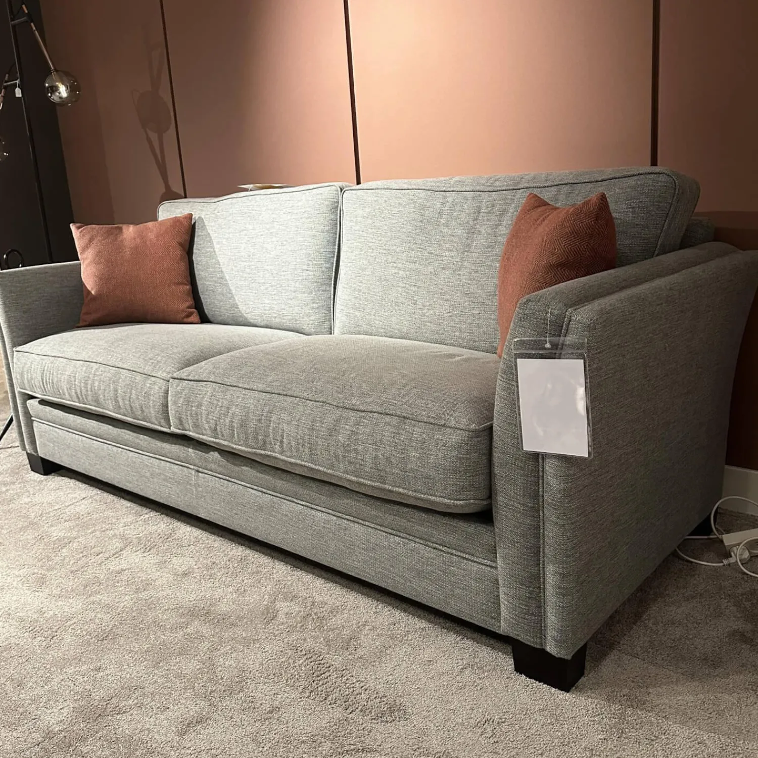 Leda 2-Sitzer-Sofas|Sofa Victoria Bezug Stoff Bravo 18 Grau Füße Standard Holz Wenge Schwarz Ohne Dekokissen