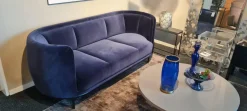 Wittmann 3-Sitzer-Sofas|Sofa Vuelta Stoff E Velvet Navy Blau Füße Schwarz