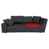 Werther 3-Sitzer-Sofas|Sofa Wave Bezug Stoff U2952G Grau Schwarz Einlegekissen Leder L9999B Rot Füße Buche Schwarz