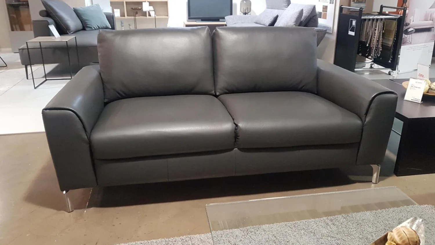 WK Wohnen 2-Sitzer-Sofas|Sofa WK660 Venosa Zweisitzer Leder Montana Basalto Grau