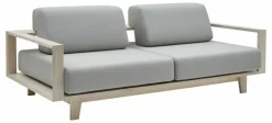Softline Schlafsofas|Sofa Wood Stoff Vision 457 Silbergrau Rahmen Esche Natur Lackiert