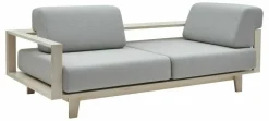 Softline Schlafsofas|Sofa Wood Stoff Vision 457 Silbergrau Rahmen Esche Natur Lackiert