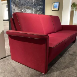 Wemafa 3-Sitzer-Sofas|Sofa York Stoff 903 314Z Rot Keder Madras Dunkelbraun Metallfuß Mit Rückenkissen