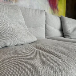 Poltrona Frau 2-Sitzer-Sofas|Sofa Zweisitzer Grantorino Stoff Col. Tess Bouce Sabbia Grau Leder Saddle Beige