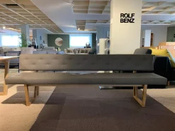 Rolf Benz 2-Sitzer-Sofas|Sofabank 624 Leder 36.405 Quarzgrau Gestell H98 Eiche