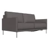 Rolf Benz 2-Sitzer-Sofas|Sofabank Cara Bezug Leder 38.107 Mittel Anthrazitgrau Metallspange Glanzchrom