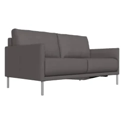 Rolf Benz 2-Sitzer-Sofas|Sofabank Cara Bezug Leder 38.107 Mittel Anthrazitgrau Metallspange Glanzchrom