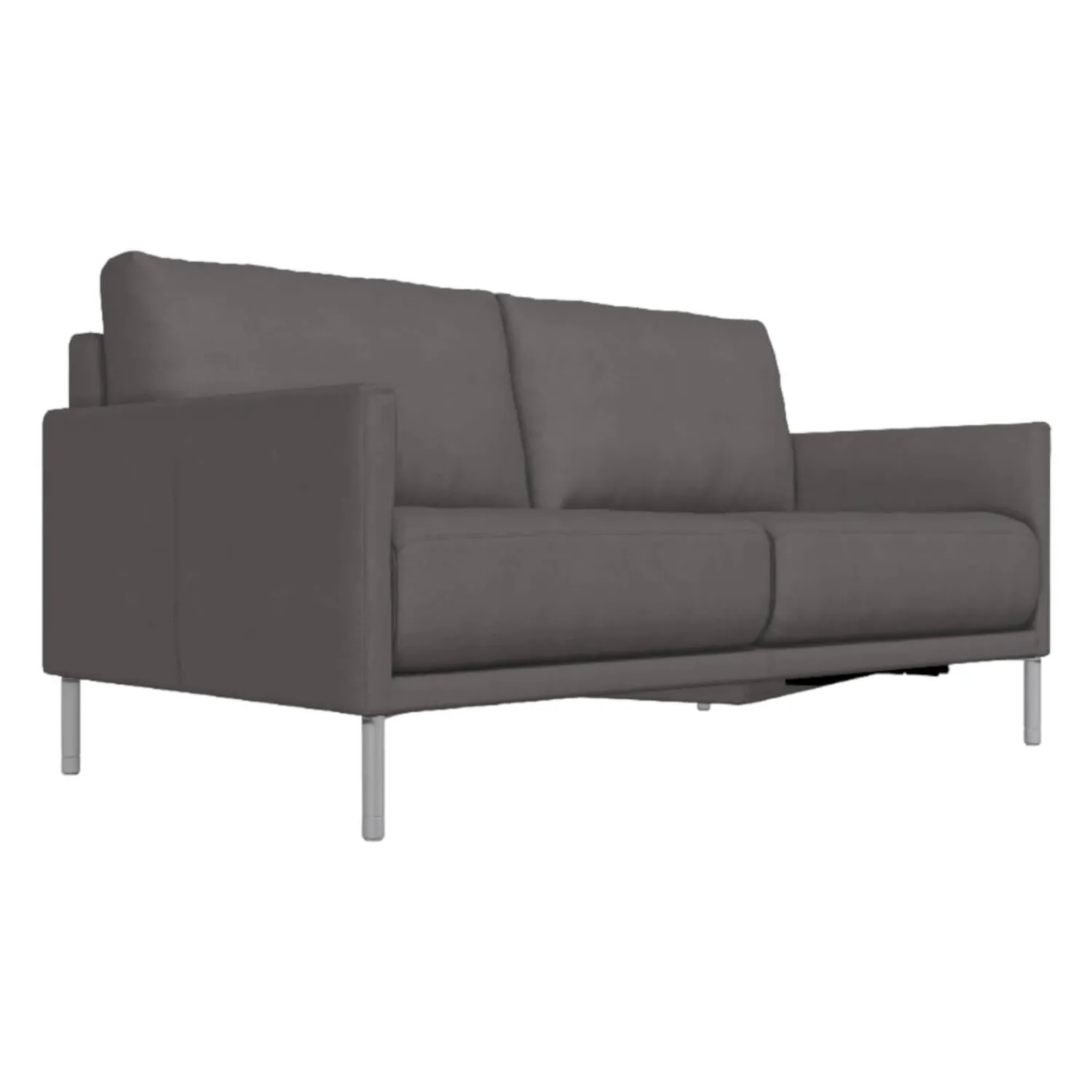Rolf Benz 2-Sitzer-Sofas|Sofabank Cara Bezug Leder 38.107 Mittel Anthrazitgrau Metallspange Glanzchrom