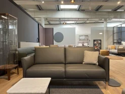 Rolf Benz 2-Sitzer-Sofas|Sofabank Cara Bezug Leder 38.107 Mittel Anthrazitgrau Metallspange Glanzchrom