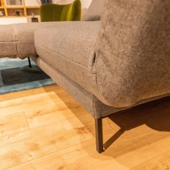 freistil Rolf Benz 2-Sitzer-Sofas|Sofabank Liege 140 Stoff 3041 Zeltgrau Winkelfuß Schwarz Mit Klappbaren Armteilen