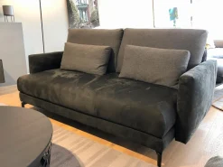 Rolf Benz 2-Sitzer-Sofas|Sofabank Nuvola Bezug Leder 42.400 Anthrazitgrau Aluminiumgussfuß Verkehrsschwarz