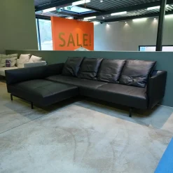 Walter Knoll Ecksofas|Sofaecke Muud C21 Leder Ascot Black Schwarz Kufen Matt Pulverbeschichtet Schwarz