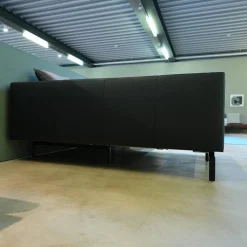 Walter Knoll Ecksofas|Sofaecke Muud C21 Leder Ascot Black Schwarz Kufen Matt Pulverbeschichtet Schwarz
