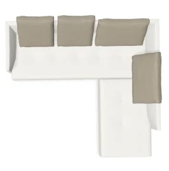 Walter Knoll Ecksofas|Sofaecke Prime Time Version B Stoff Bora Wool Kufen Aluminium Hochglanz mit Schwenkfunktion