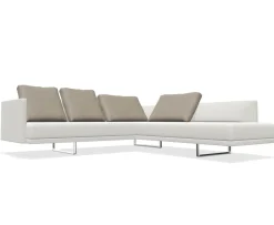 Walter Knoll Ecksofas|Sofaecke Prime Time Version B Stoff Bora Wool Kufen Aluminium Hochglanz mit Schwenkfunktion