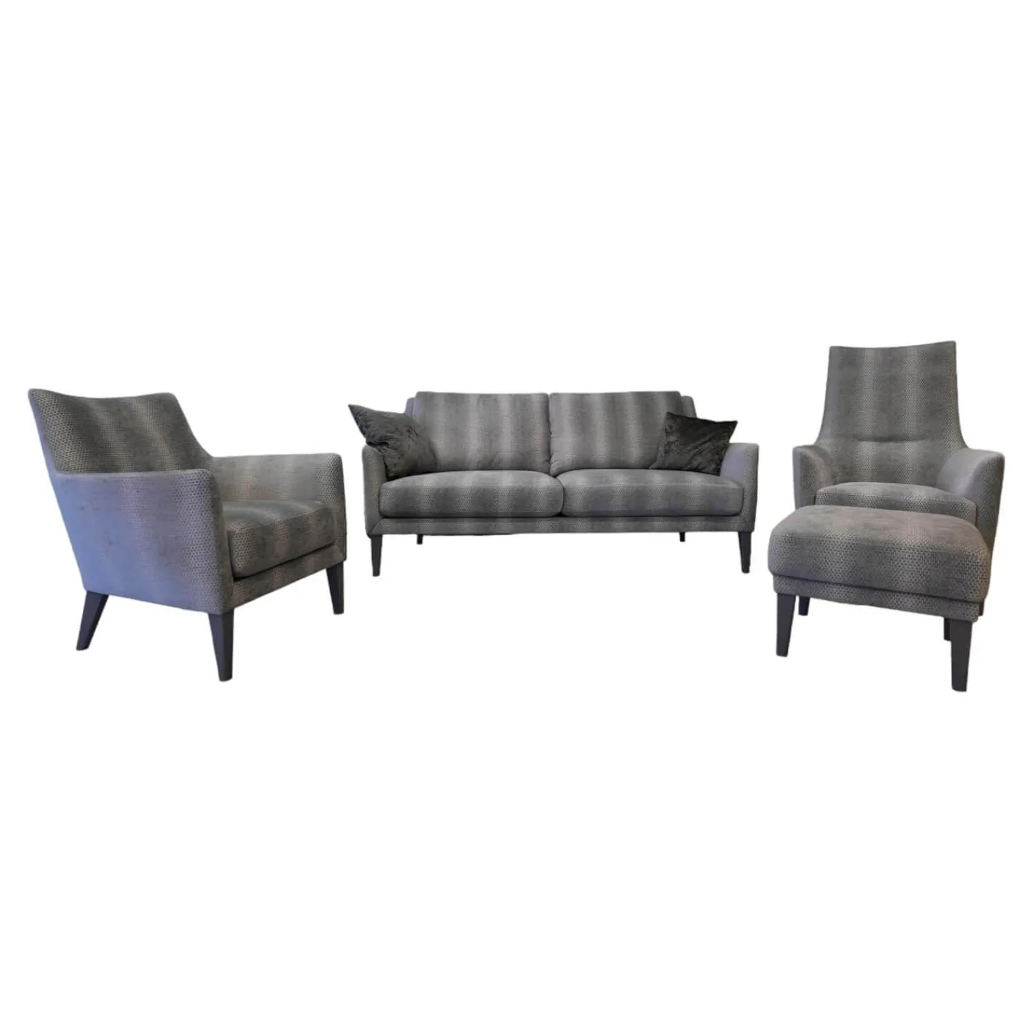 Bielefelder Werkstätten Polstergruppen|Sofagarnitur Coco Bezug Jab 9 2241 091 Graubeige Füße Massivholz Lackiert Grau