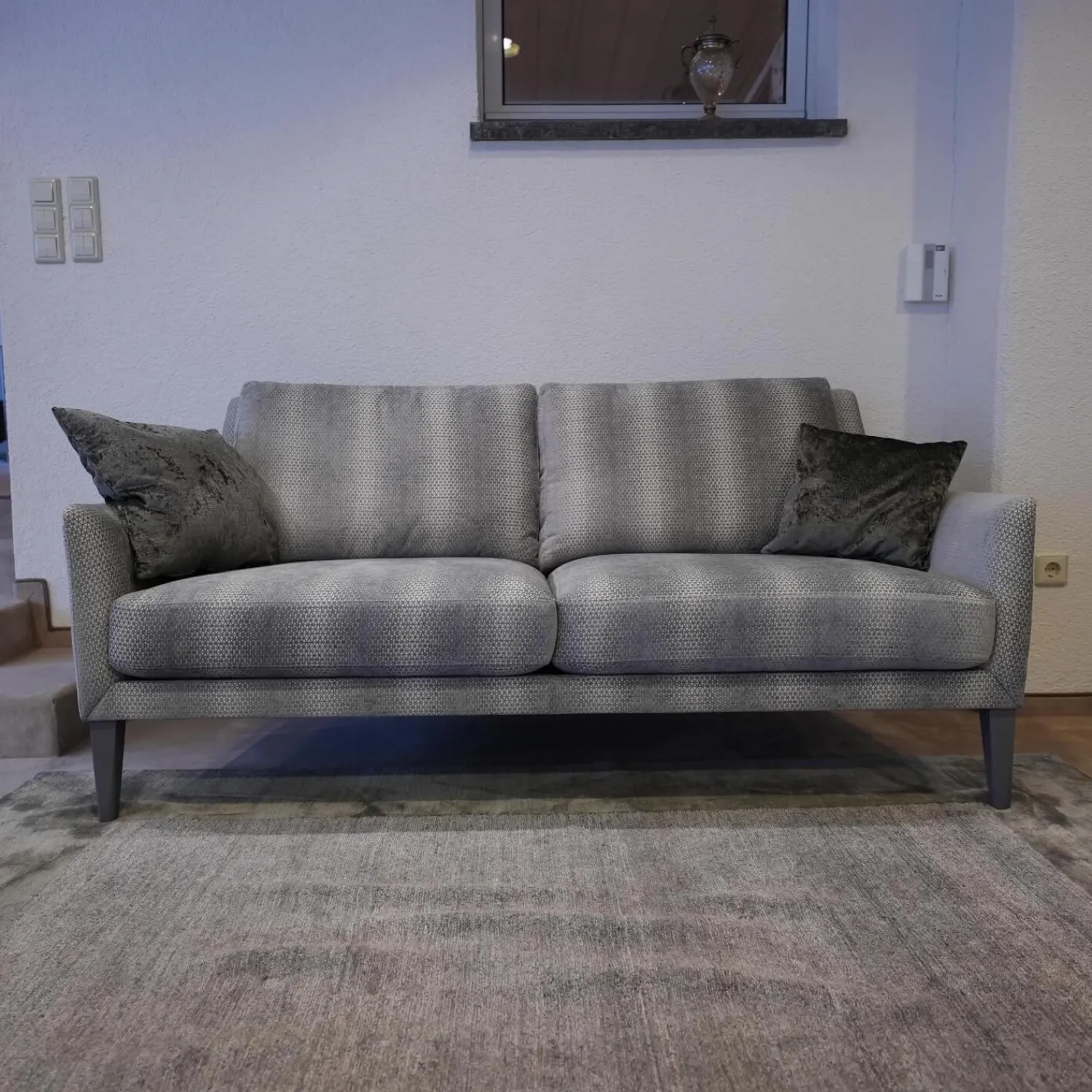 Bielefelder Werkstätten Polstergruppen|Sofagarnitur Coco Bezug Jab 9 2241 091 Graubeige Füße Massivholz Lackiert Grau