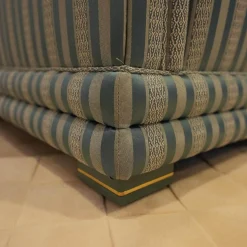 Finkeldei Polstergruppen|Sofagarnitur Modell Nora Sofa 2 Sitzig unda 2,5 Sitzig und Sessel Nora Stoff Bezug R 2774 R 2776 Bezug Blau Grau Sitz und Rücken Floral Korpus Gestreift Blau Grau