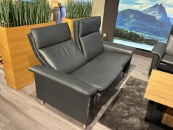 Stressless Polstergruppen|Sofagruppe Aurora Hoch Leder Paloma 094 Shadow Blue 31 Schwarz Blau Fuß 010 Stahl Poliertes Metall