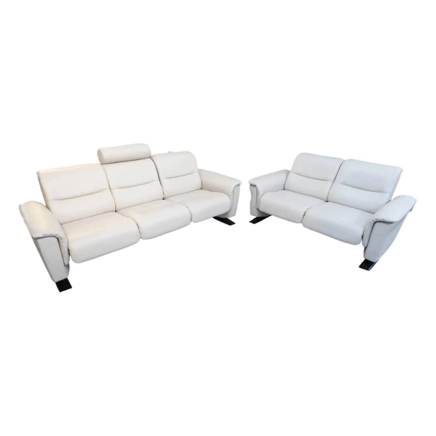 Stressless Polstergruppen|Sofagruppe Panorama Leder Cori Fog Grau Beige Holbogen Wenge Mit Balance Adapt Und Nackenkissen